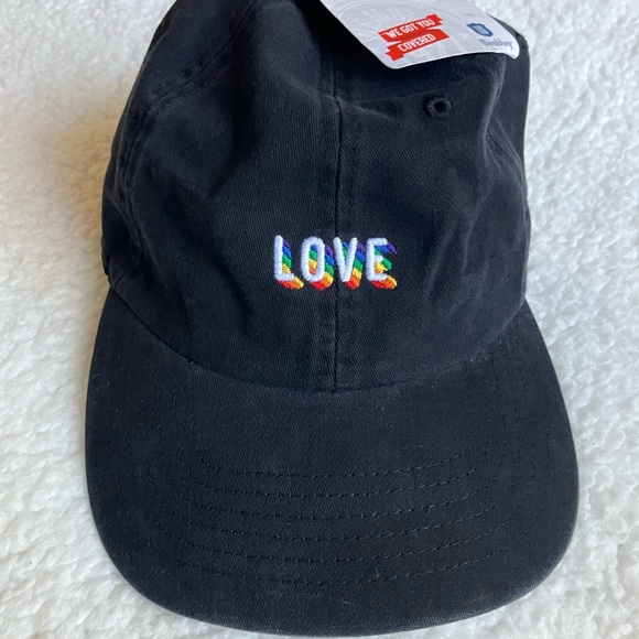 Wembley Black Rainbow Love Hat - Cap Adjustable Strap, 100% Cotton OSFM - Picture 2 of 6